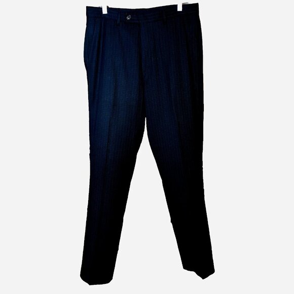 Calvin Klein Black Check Dress Pants 32x32 Flat Front Quiet Luxury Officewear - Picture 2 of 7